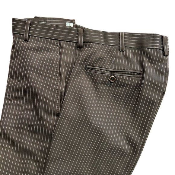 Brown Striped Wool-Cashmere Suit w/ Wide Leg Pants - Ralph Lauren (Black Label) - Picture 10 of 16